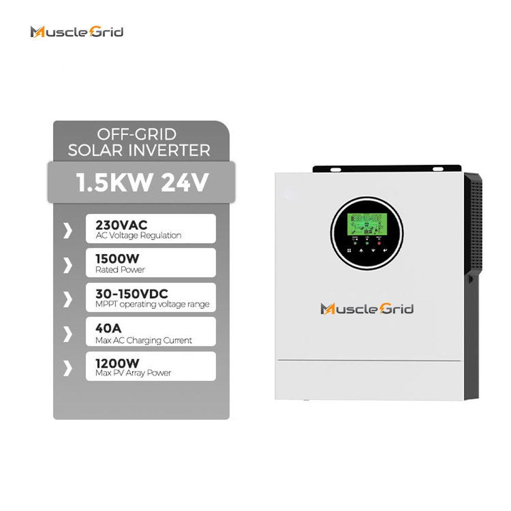 MuscleGrid 1.2KW (12V) and 1.5KW(24V) Pure Sine Wave Solar Mppt Inverter Off Grid Mppt Charger Power Solar Inverter