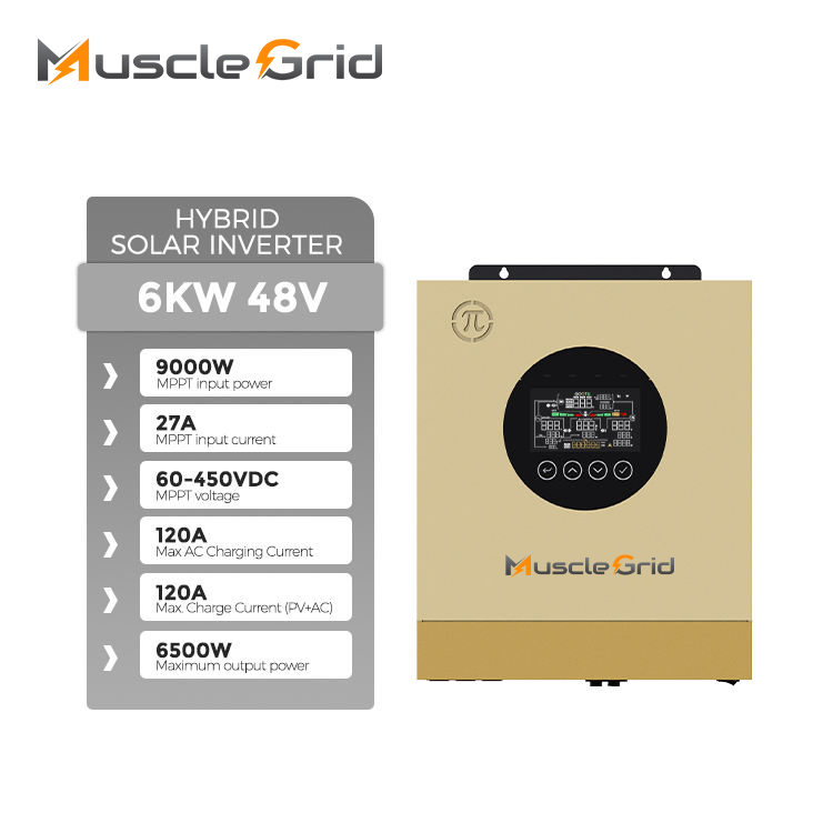 MuscleGrid 6.2KW Hybrid Solar Inverter | 9KW PV Supprt | Transformerless | Support Lead acid and Lithium Batteries