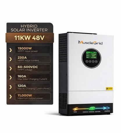 MG Pro+ 11kW 48V Hybrid Solar Inverter with MPPT, 15kW PV Input, Pure Sine Wave, WiFi Monitoring & LCD Display
