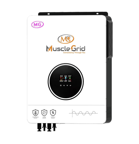 MuscleGrid 6.2 KW True Hybrid Heavy Duty MPPT Battery Less Solar (Support LiPO4 Battery) Android and iPhone Monitoring 48V Pure Sine Wave Inverter