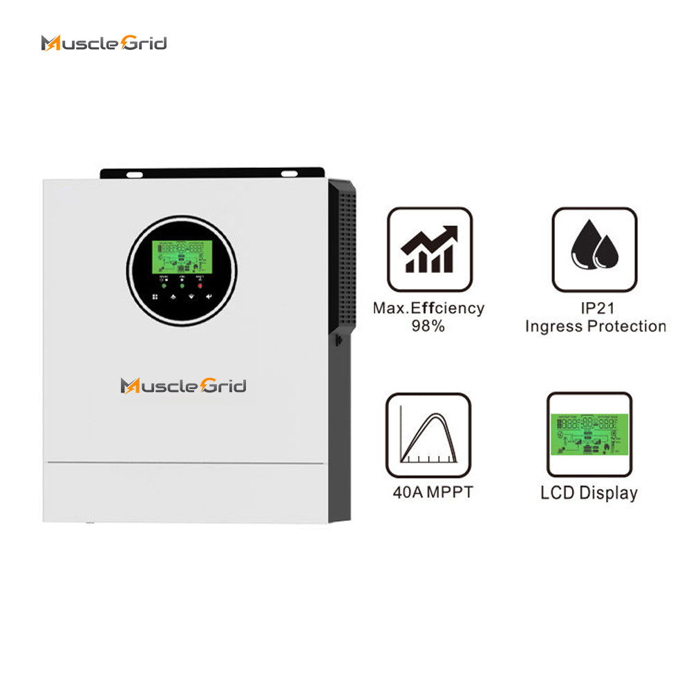 MuscleGrid 1.2KW (12V) and 1.5KW(24V) Pure Sine Wave Solar Mppt Inverter Off Grid Mppt Charger Power Solar Inverter