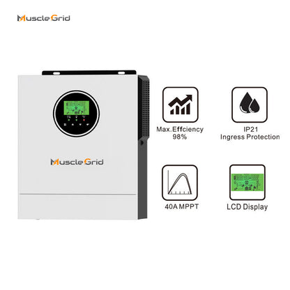 MuscleGrid 1.2KW (12V) and 1.5KW(24V) Pure Sine Wave Solar Mppt Inverter Off Grid Mppt Charger Power Solar Inverter