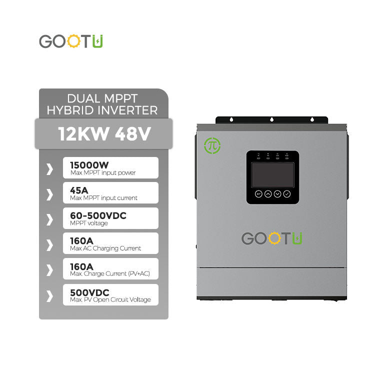 Gootu 12KW High Quality High Power Photovoltaic Integrated Hybrid Solar Inverter 48V Pure Sine Wave Dual Output PV Inverter