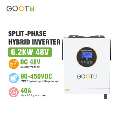 GOOTU 6.2KW Standard 48V Split Phase Solar Inverter DC to AC 240V Split Phase Hybrid Solar Inverter