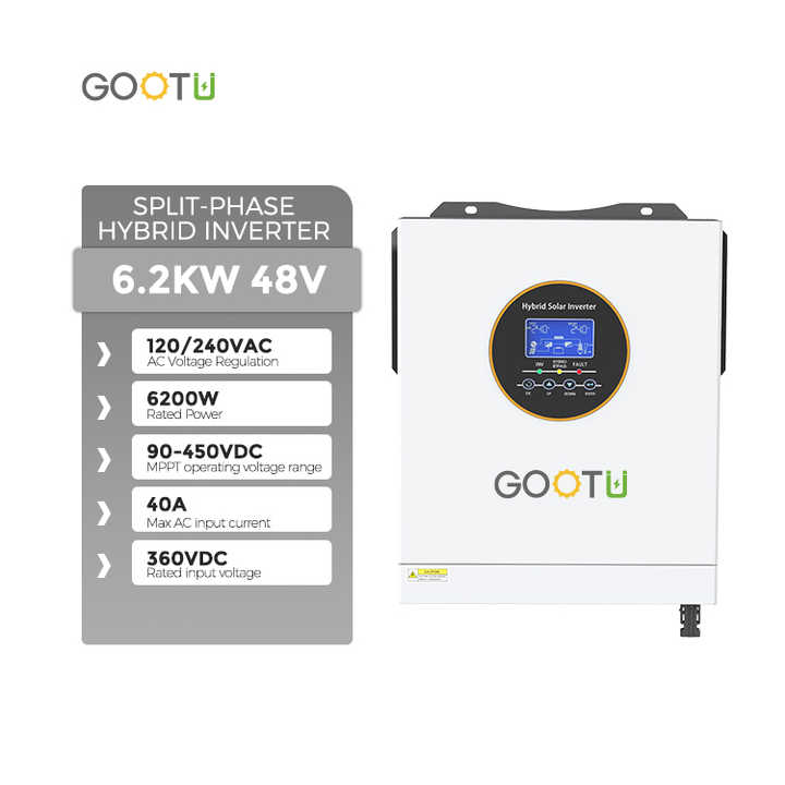 GOOTU 6.2KW Standard 48V Split Phase Solar Inverter DC to AC 240V Split Phase Hybrid Solar Inverter