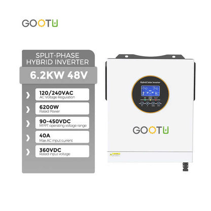 GOOTU 6.2KW Standard 48V Split Phase Solar Inverter DC to AC 240V Split Phase Hybrid Solar Inverter