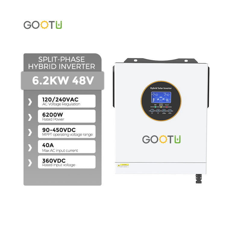 GOOTU 6.2KW Standard 48V Split Phase Solar Inverter DC to AC 240V Split Phase Hybrid Solar Inverter
