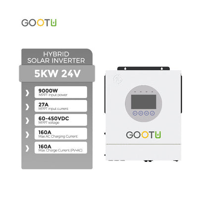 Gootu Hybrid Inverter Sine Wave 160A Mppt Hybrid Solar Inverter 24V 5Kw High Frequency Solar Inverter Built-In Wifi