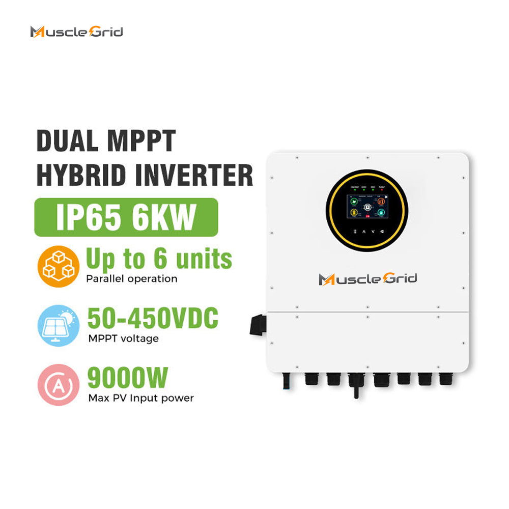 MuscleGrid 6KW Single Phase IP65 48V Hybrid Solar Inverter MPPT WiFi Solar Inverter Parallel for Home Energy System
