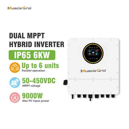 MuscleGrid 6KW Single Phase IP65 48V Hybrid Solar Inverter MPPT WiFi Solar Inverter Parallel for Home Energy System