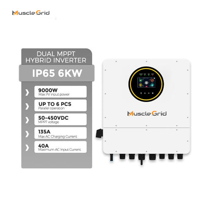 MuscleGrid 6KW Single Phase IP65 48V Hybrid Solar Inverter MPPT WiFi Solar Inverter Parallel for Home Energy System