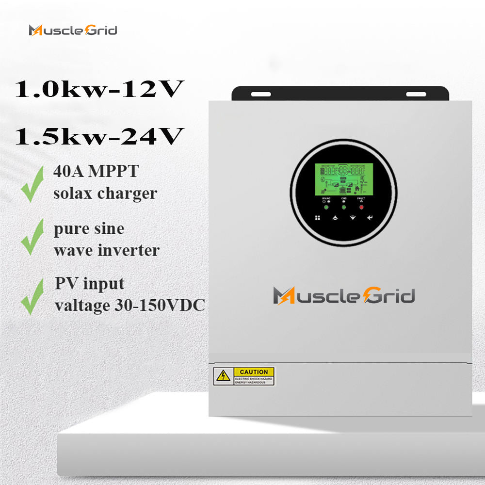 MuscleGrid 1.2KW (12V) and 1.5KW(24V) Pure Sine Wave Solar Mppt Inverter Off Grid Mppt Charger Power Solar Inverter